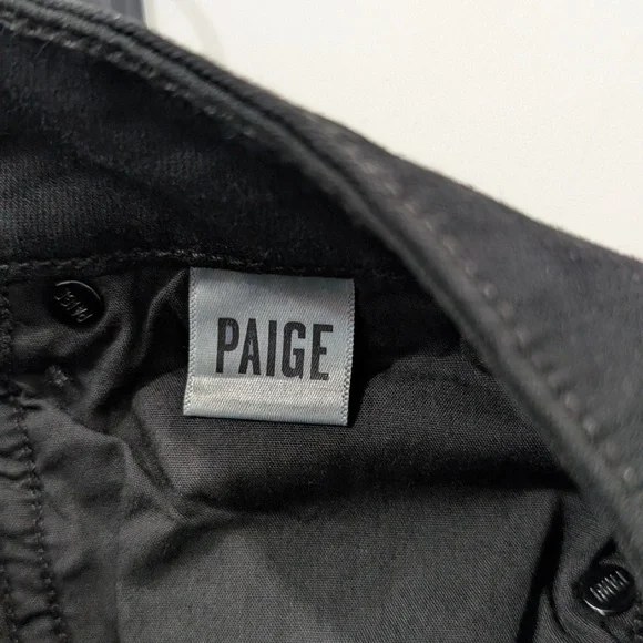 PAIGE Anessa 33 High Rise Wide Leg Jeans Black Shadow NWT Size 23 Full Length - Picture 11 of 15